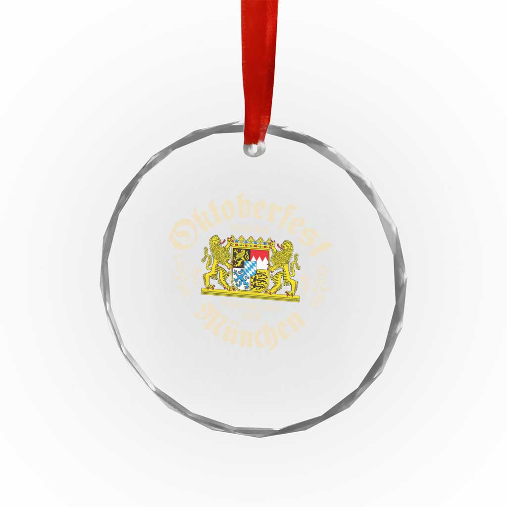 Oktoberfest Munchen Since 1810 Crystal Glass Ornament Original Tradition Bavarian Coat of Arms Heritage Festival TS02 Transparent Glass 3'' Circle Print Your Wear