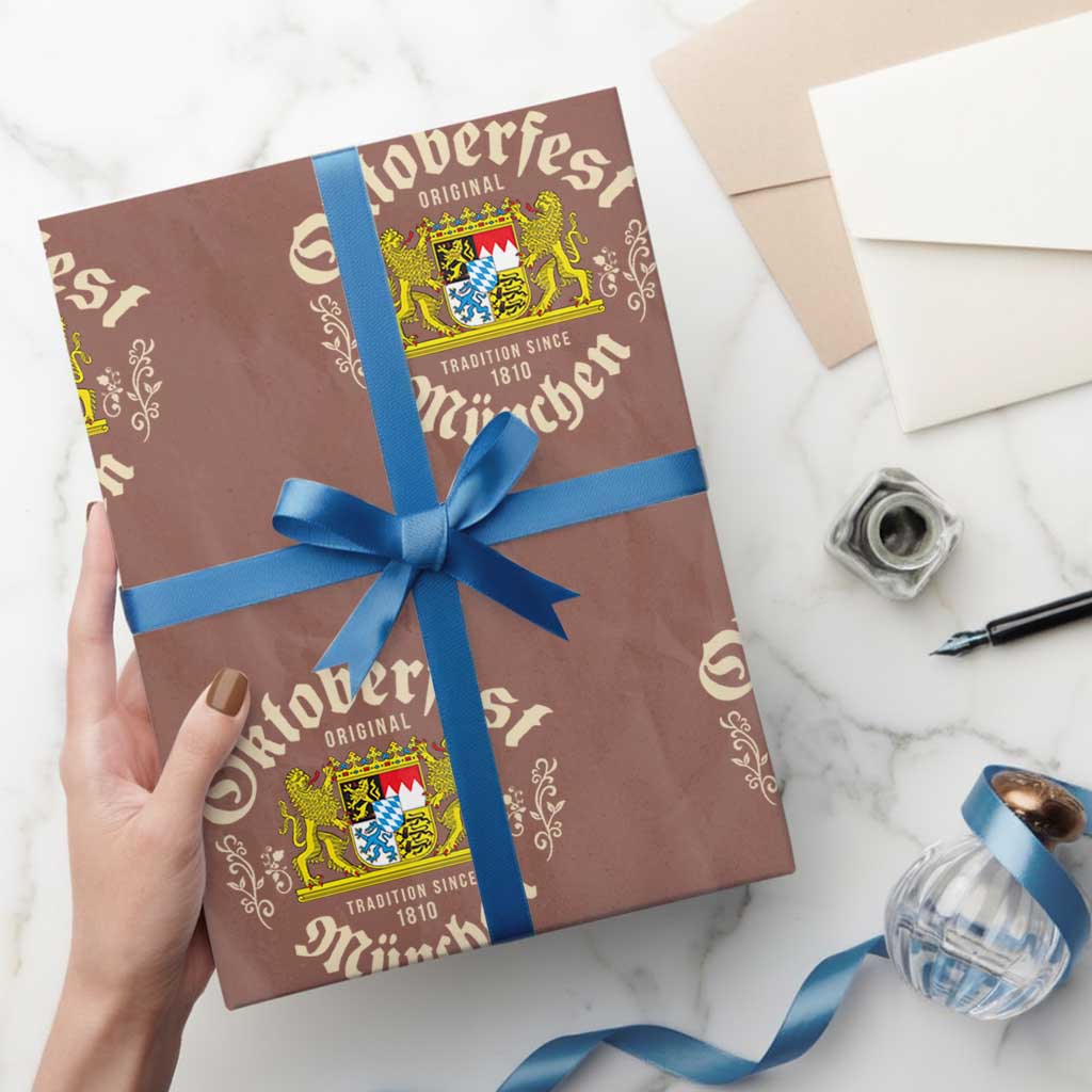 Oktoberfest Munchen Since 1810 Wrapping Paper Roll Original Tradition Bavarian Coat of Arms Heritage Festival TS02 Mocha Print Your Wear