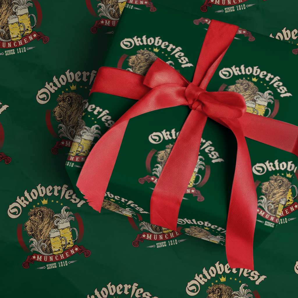 Oktoberfest Munchen Wrapping Paper Roll Munich Since 1810 Bavarian Lion and Beer TS02 Green Print Your Wear