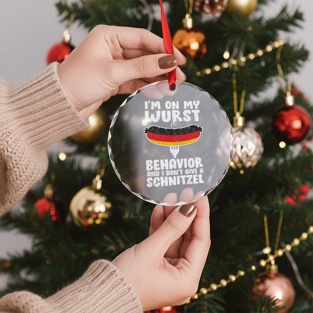 Oktoberfest On My Wurst Behavior Crystal Glass Ornament Dont Give Schnitzel Funny German TS10 Print Your Wear