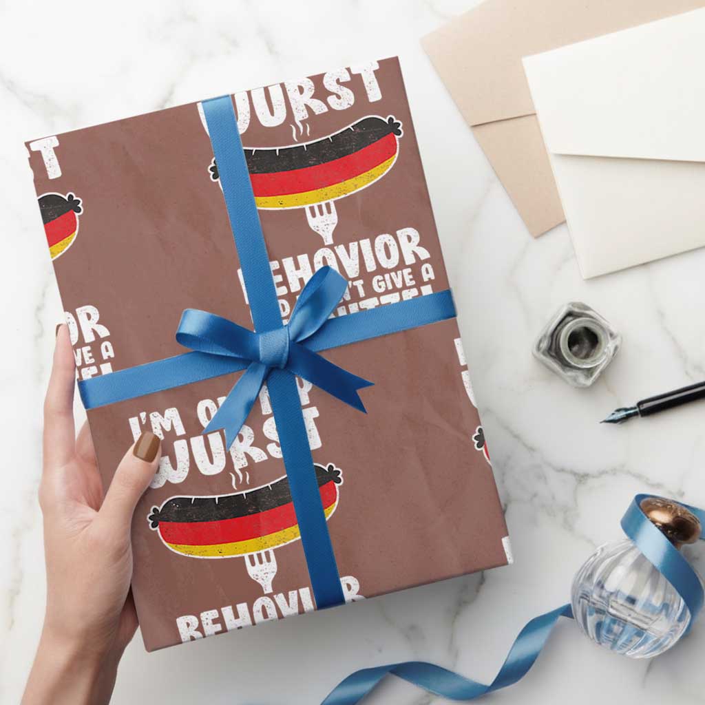 Oktoberfest On My Wurst Behavior Wrapping Paper Roll Dont Give Schnitzel Funny German TS10 Mocha Print Your Wear