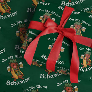 Oktoberfest On My Wurst Behavior Wrapping Paper Roll Funny German TS10 Green Print Your Wear