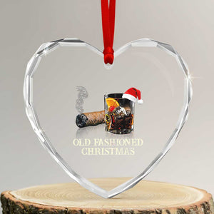 Old Fashioned Cocktail Christmas Heart Crystal Glass Ornament Funny Bourbon Cocktail Drink TS10 Transparent Glass 3'' Heart Print Your Wear