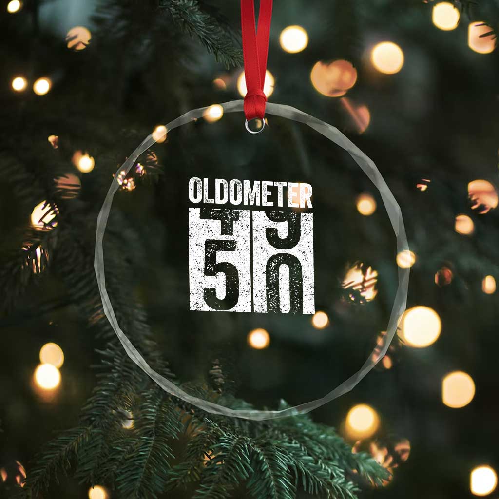 Oldometer 50 Birthday Crystal Glass Ornament Funny Vintage Aged to Perfection TS02 Print Your Wear