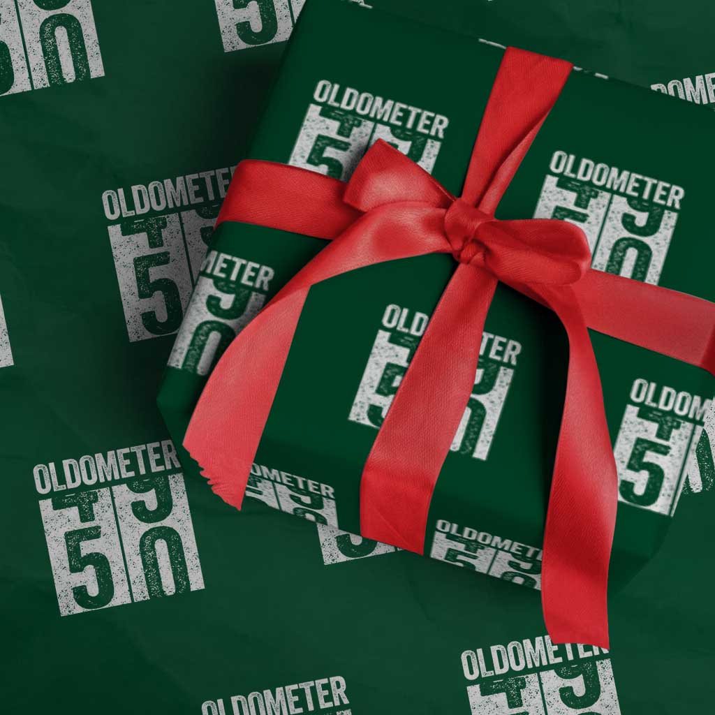 Oldometer 50 Birthday Wrapping Paper Roll Funny Vintage Aged to Perfection TS02 Green Print Your Wear