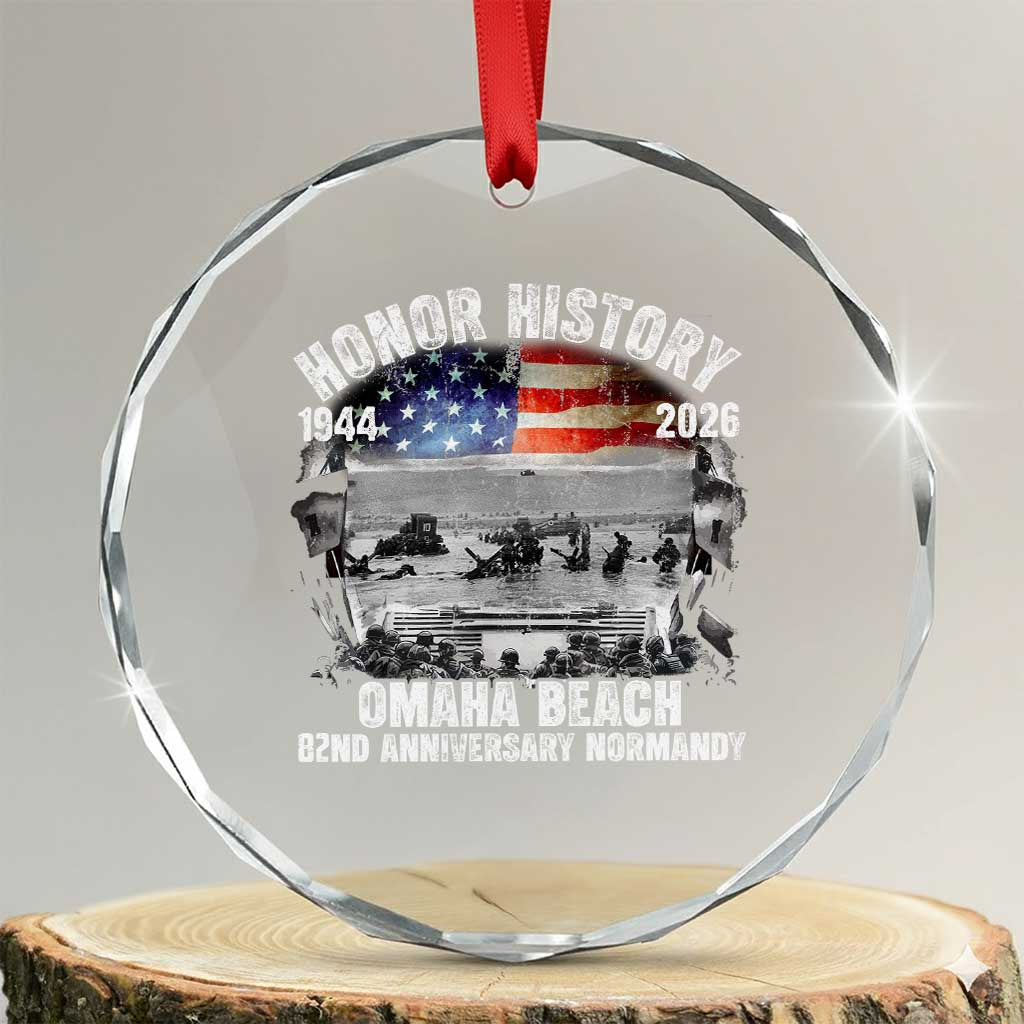 Omaha Beach D Day Crystal Glass Ornament 82nd Anniversary Honor History Normandy WWII TS11 Transparent Glass 3'' Circle Print Your Wear