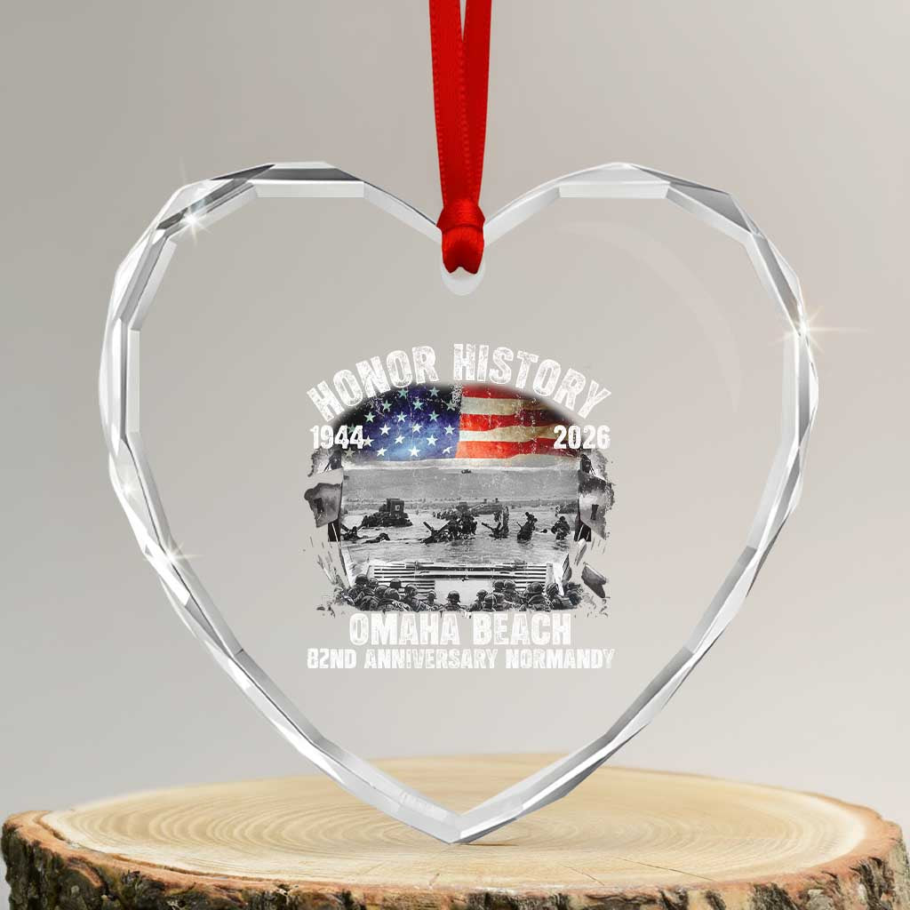 Omaha Beach D Day Heart Crystal Glass Ornament 82nd Anniversary Honor History Normandy WWII TS11 Transparent Glass 3'' Heart Print Your Wear