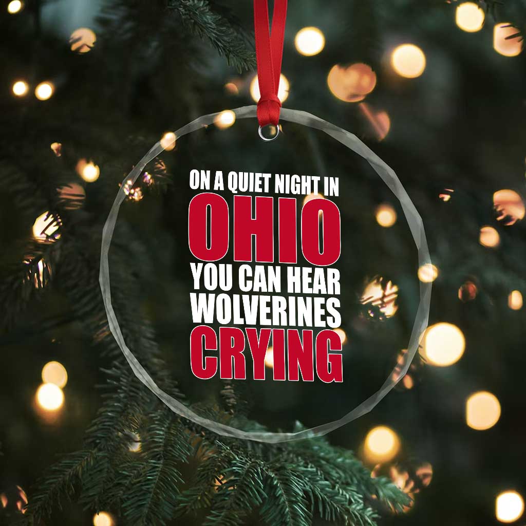 On A Quiet Night In Ohio You Can Hear Wolverines Crying Crystal Glass Ornament TS10 Print Your Wear