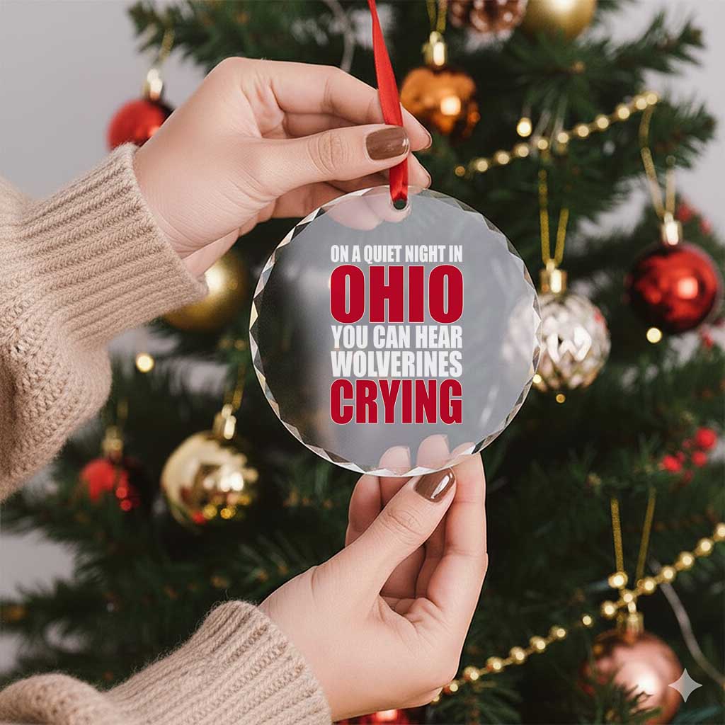 On A Quiet Night In Ohio You Can Hear Wolverines Crying Crystal Glass Ornament TS10 Print Your Wear