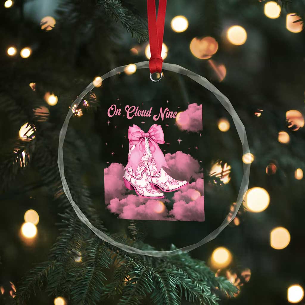 On Cloud Nine Crystal Glass Ornament 9th Birthday Bday Girl Pink Coquette Cowgirl Boots TS11 Print Your Wear