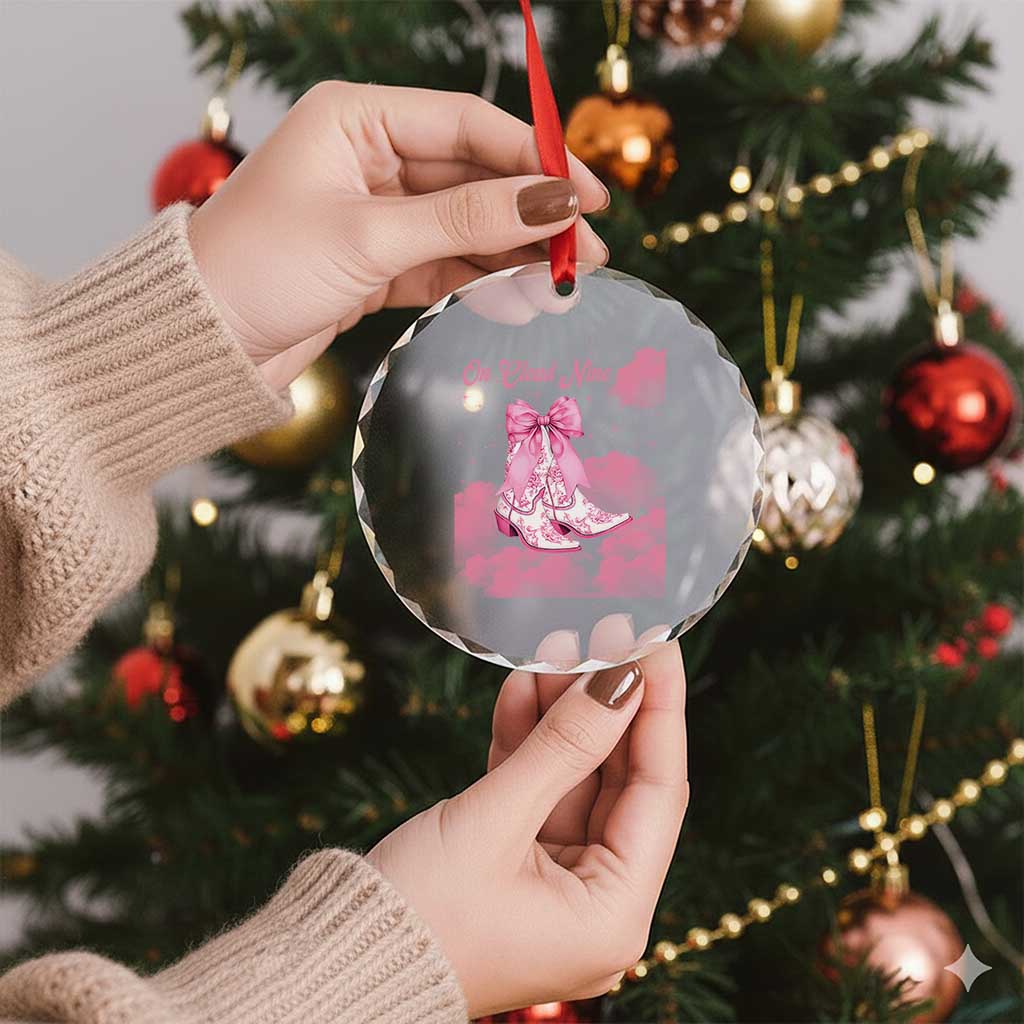 On Cloud Nine Crystal Glass Ornament 9th Birthday Bday Girl Pink Coquette Cowgirl Boots TS11 Print Your Wear