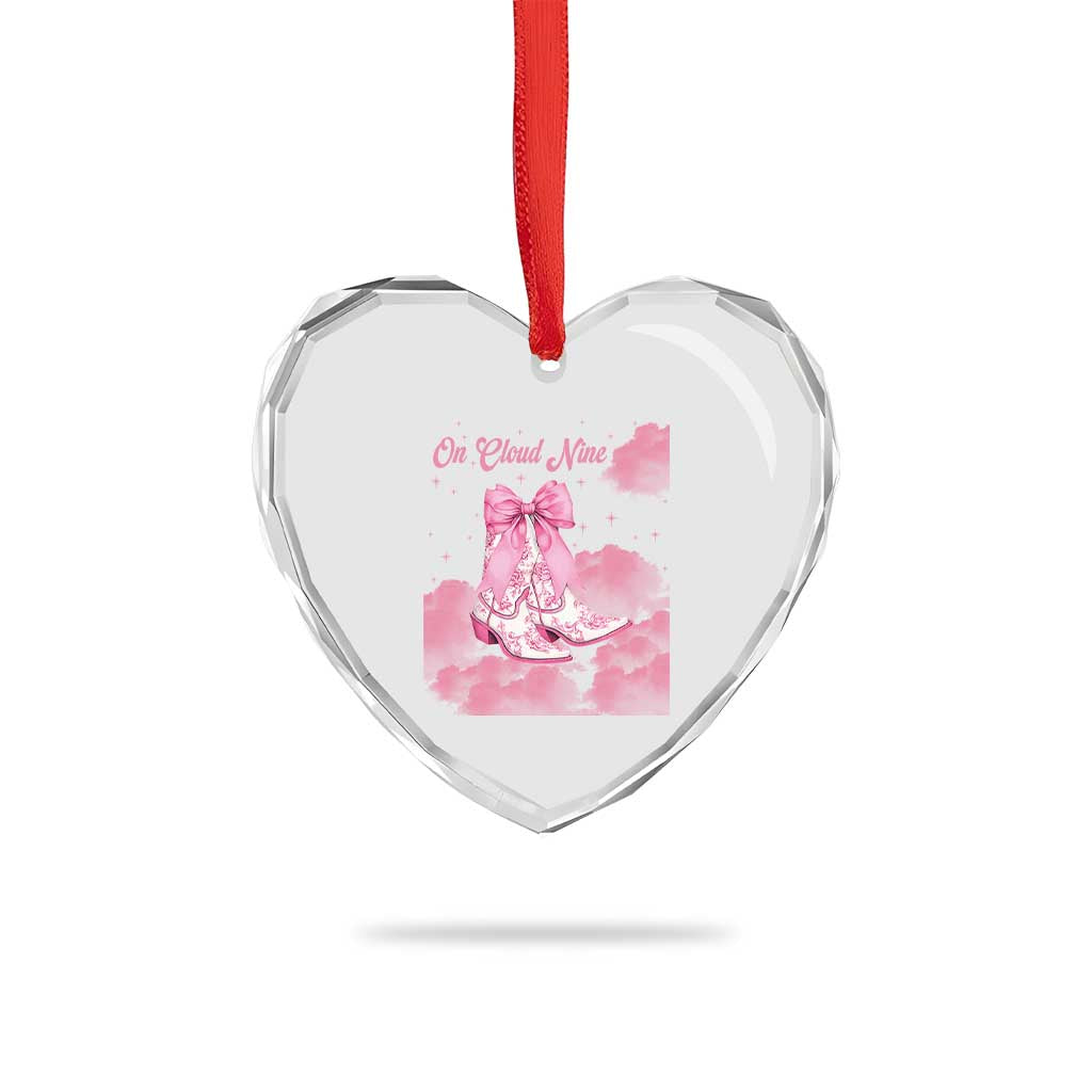 On Cloud Nine Heart Crystal Glass Ornament 9th Birthday Bday Girl Pink Coquette Cowgirl Boots TS11 Print Your Wear