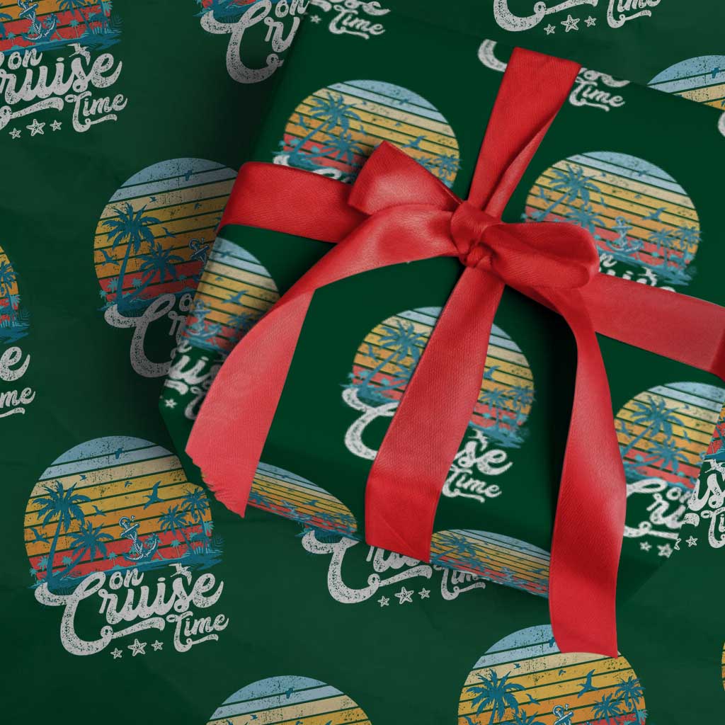 On Cruise Time Wrapping Paper Roll Retro Summer Vacation Cruising TS10 Green Print Your Wear