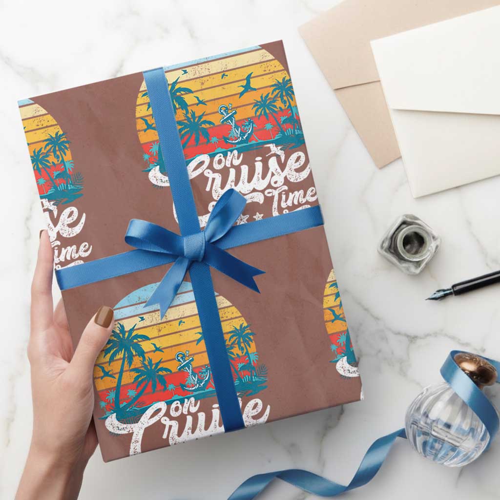 On Cruise Time Wrapping Paper Roll Retro Summer Vacation Cruising TS10 Mocha Print Your Wear