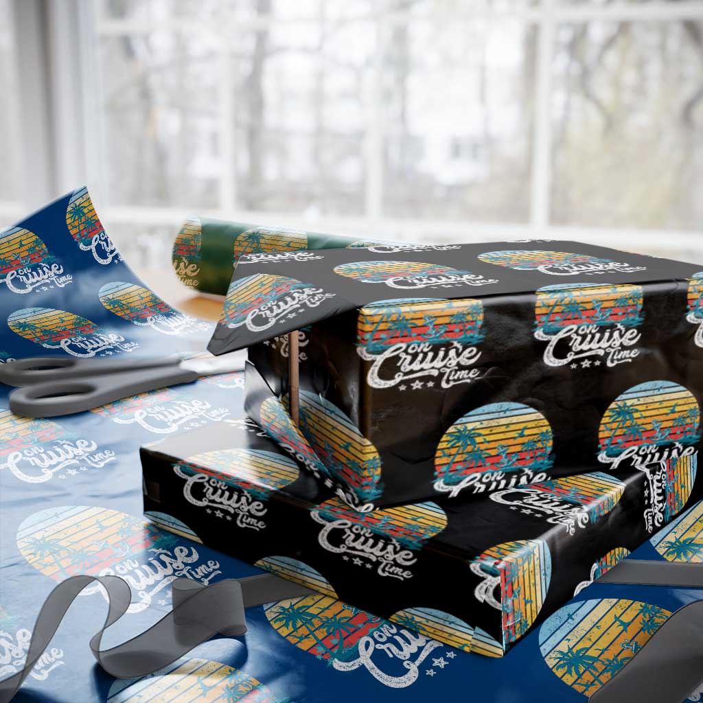 On Cruise Time Wrapping Paper Roll Retro Summer Vacation Cruising TS10 Black Print Your Wear
