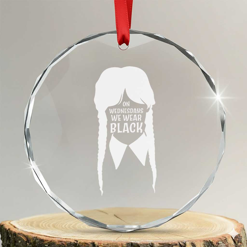 On Wednesdays We Wear Black Crystal Glass Ornament Goth Halloween TS10 Transparent Glass 3'' Circle Print Your Wear