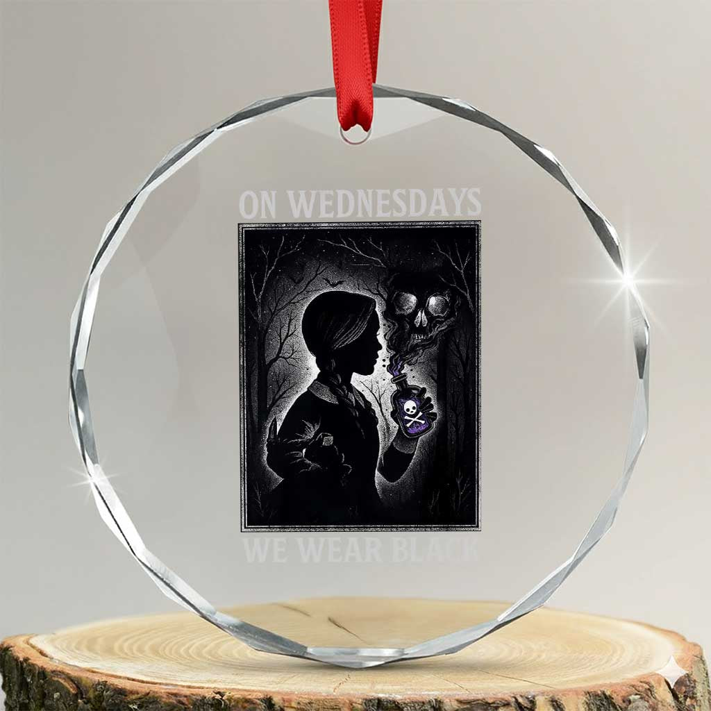 On Wednesdays We Wear Black Crystal Glass Ornament Tarot Card Goth Halloween TS10 Transparent Glass 3'' Circle Print Your Wear