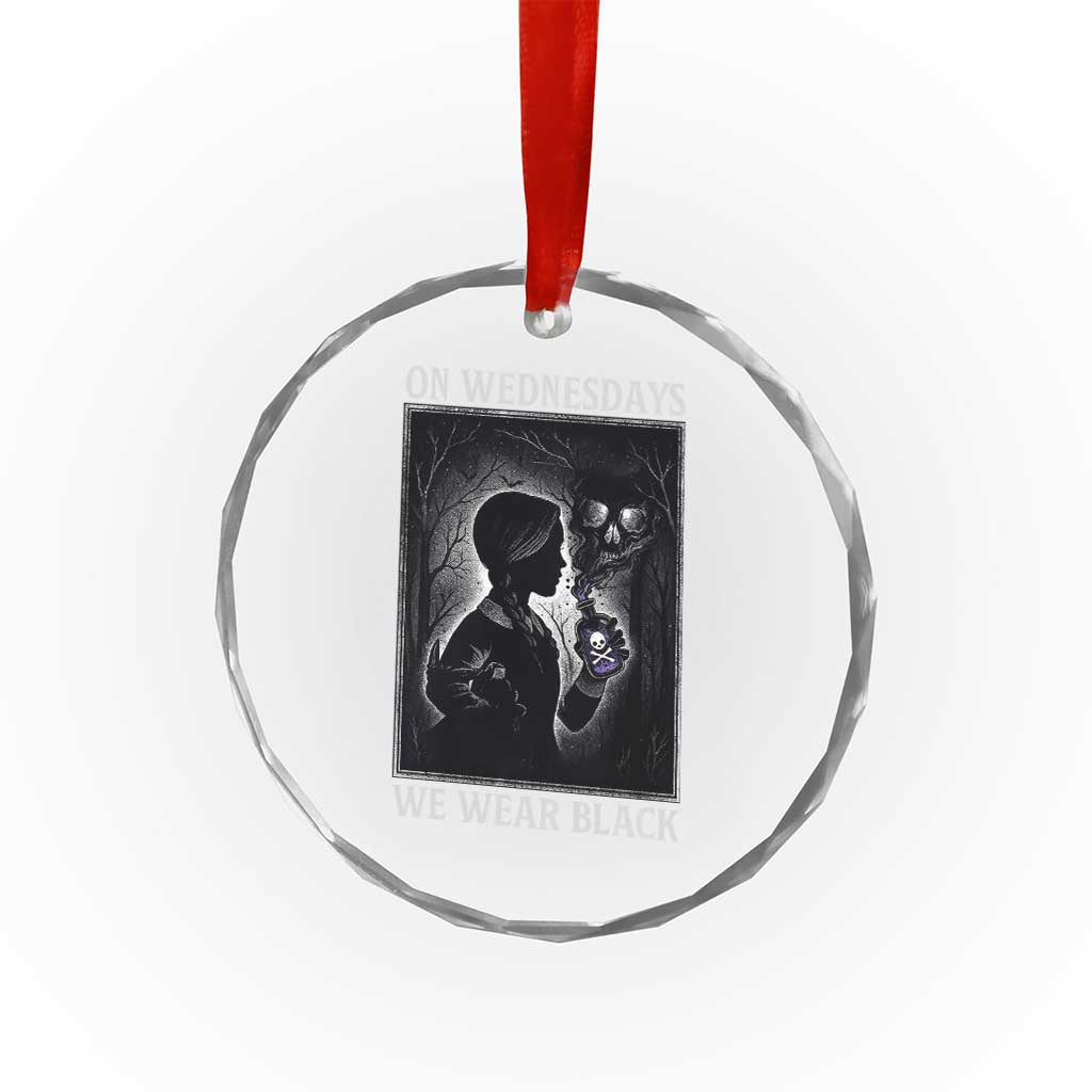 On Wednesdays We Wear Black Crystal Glass Ornament Tarot Card Goth Halloween TS10 Transparent Glass 3'' Circle Print Your Wear