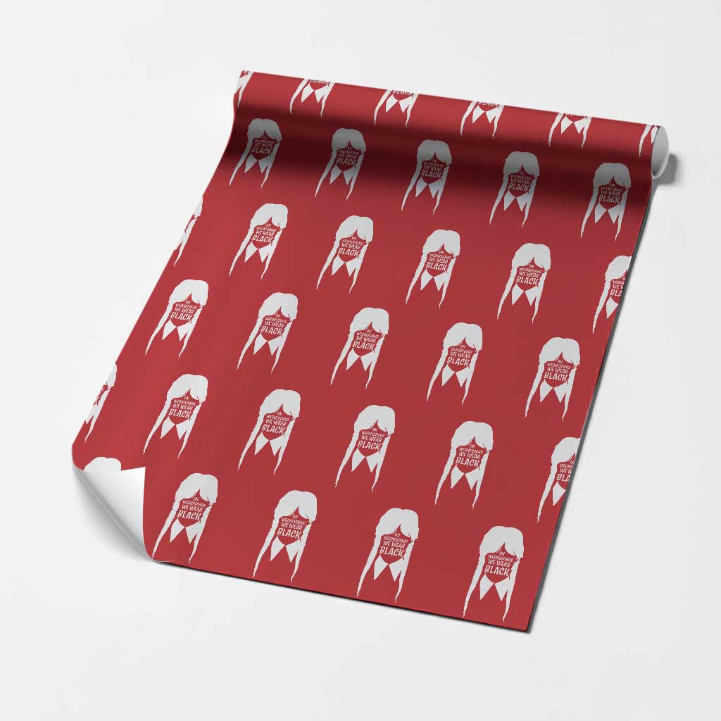On Wednesdays We Wear Black Wrapping Paper Roll Goth Halloween TS10 Red Print Your Wear