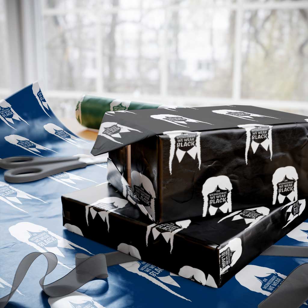 On Wednesdays We Wear Black Wrapping Paper Roll Goth Halloween TS10 Black Print Your Wear