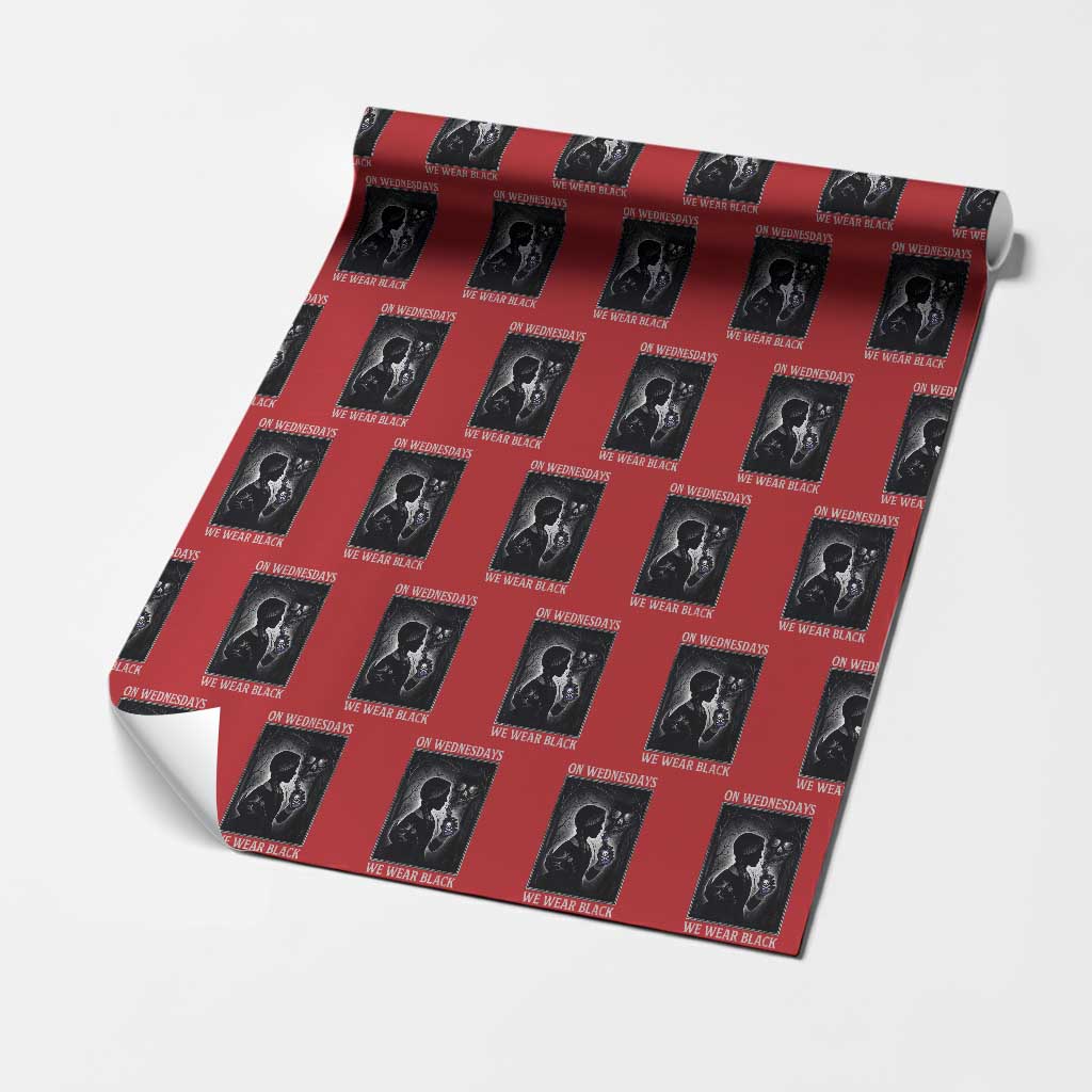 On Wednesdays We Wear Black Wrapping Paper Roll Tarot Card Goth Halloween TS10 Red Print Your Wear