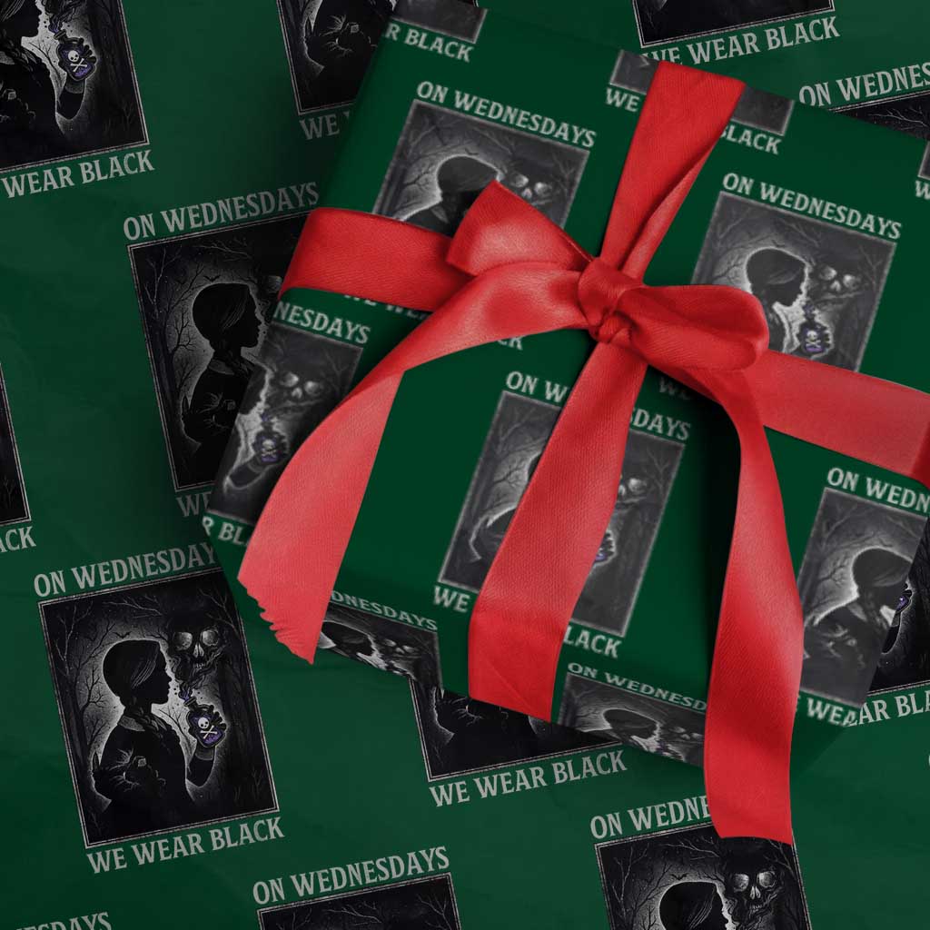 On Wednesdays We Wear Black Wrapping Paper Roll Tarot Card Goth Halloween TS10 Green Print Your Wear