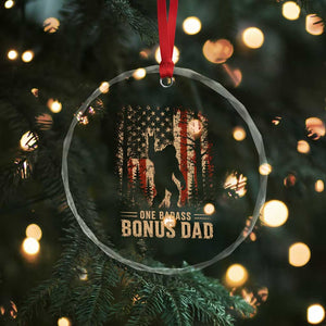 One Badass Bonus Dad Crystal Glass Ornament Vintage Bigfoot Stepdad American Flag TS10 Print Your Wear