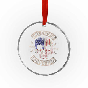 One Badass Bonus Dad Crystal Glass Ornament Vintage Step Dad American Flag Fathers Day TS10 Print Your Wear