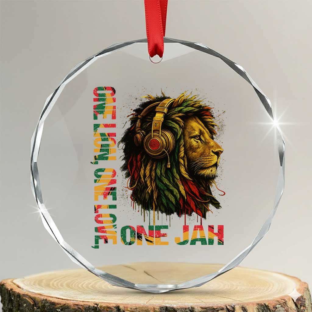One Love Rasta Lion Crystal Glass Ornament Rastafari Reggae Jamaica Roots Lion of Judah Dreadlocks TS10 Transparent Glass 3'' Circle Print Your Wear