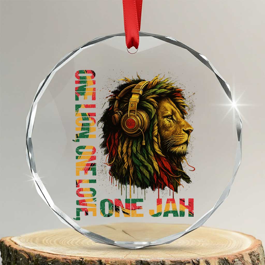 One Love Rasta Lion Crystal Glass Ornament Rastafari Reggae Jamaica Roots Lion of Judah Dreadlocks TS10 Transparent Glass 3'' Circle Print Your Wear