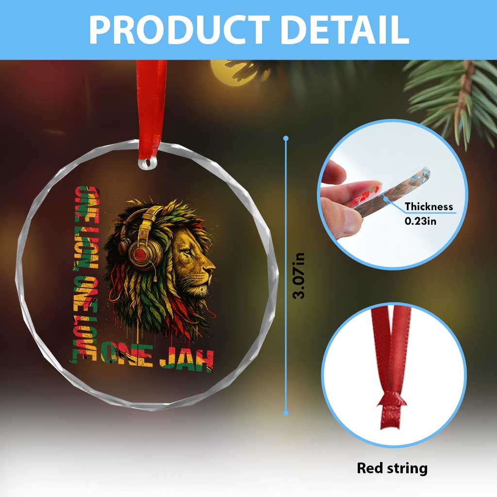 One Love Rasta Lion Crystal Glass Ornament Rastafari Reggae Jamaica Roots Lion of Judah Dreadlocks TS10 Print Your Wear