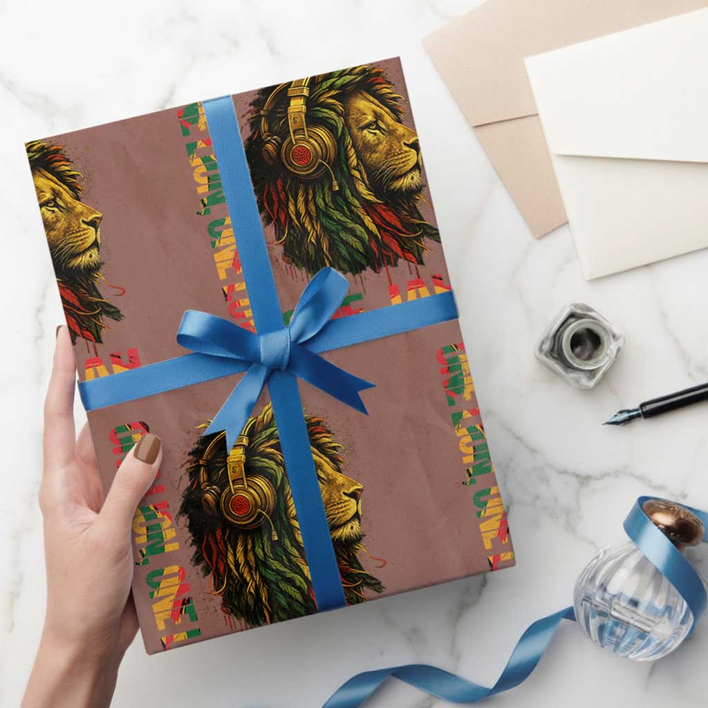 One Love Rasta Lion Wrapping Paper Roll Rastafari Reggae Jamaica Roots Lion of Judah Dreadlocks TS10 Mocha Print Your Wear