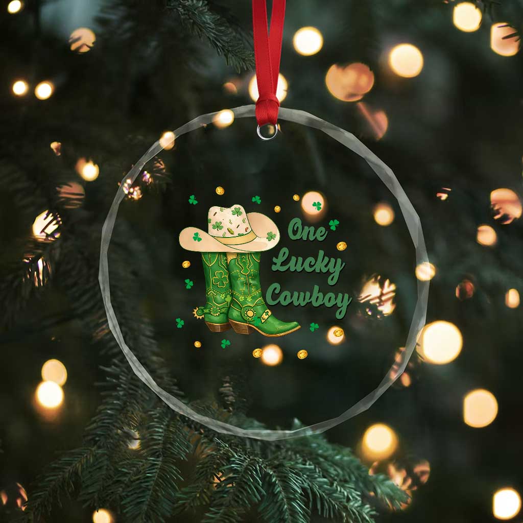 One Lucky Cowboy Crystal Glass Ornament Western Irish Cowboy St Patrick Day TS14 Print Your Wear