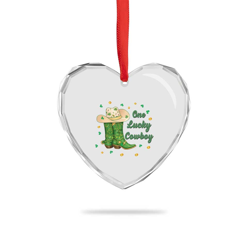 One Lucky Cowboy Heart Crystal Glass Ornament Western Irish Cowboy St Patrick Day TS14 Print Your Wear