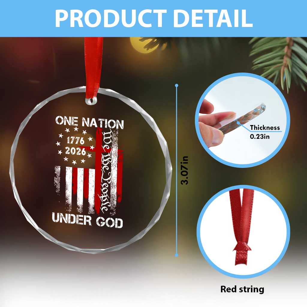 One Nation Under God 250 Years Crystal Glass Ornament 250th Anniversary USA TS11 Print Your Wear