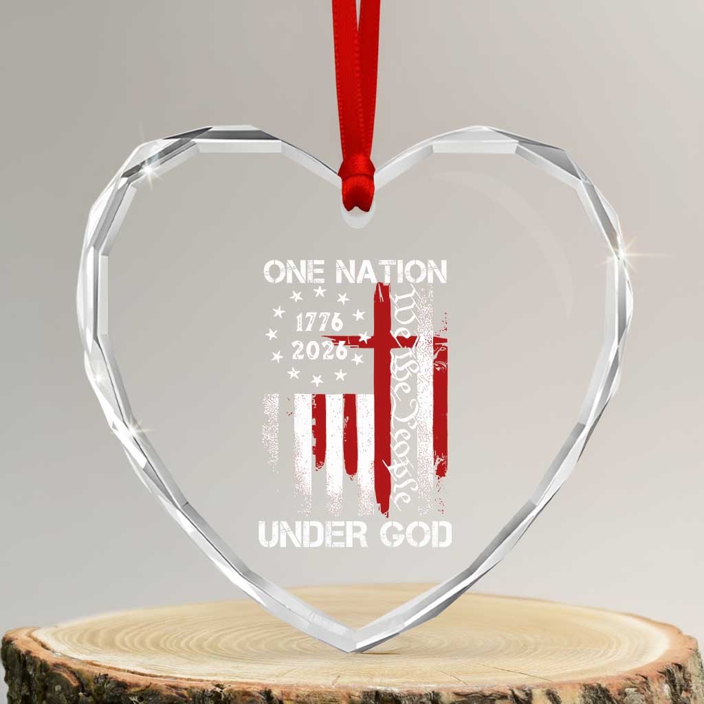 One Nation Under God 250 Years Heart Crystal Glass Ornament 250th Anniversary USA TS11 Transparent Glass 3'' Heart Print Your Wear