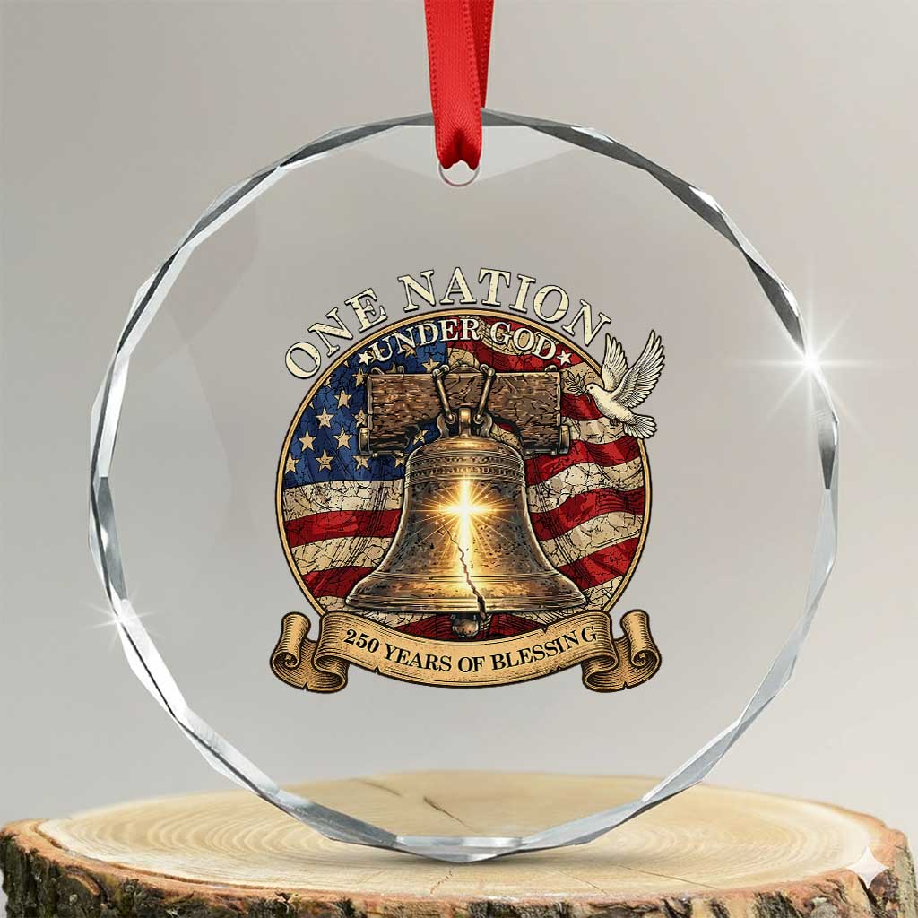 One Nation Under God 250 Years Of Blessing Crystal Glass Ornament Christian Cross Bald Eagle 4th of July TS14 Transparent Glass 3'' Circle Print Your Wear