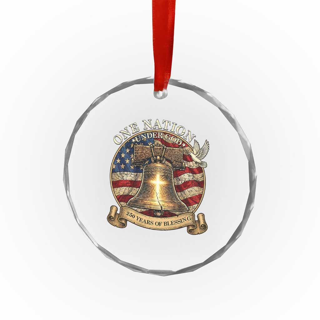One Nation Under God 250 Years Of Blessing Crystal Glass Ornament Christian Cross Bald Eagle 4th of July TS14 Print Your Wear