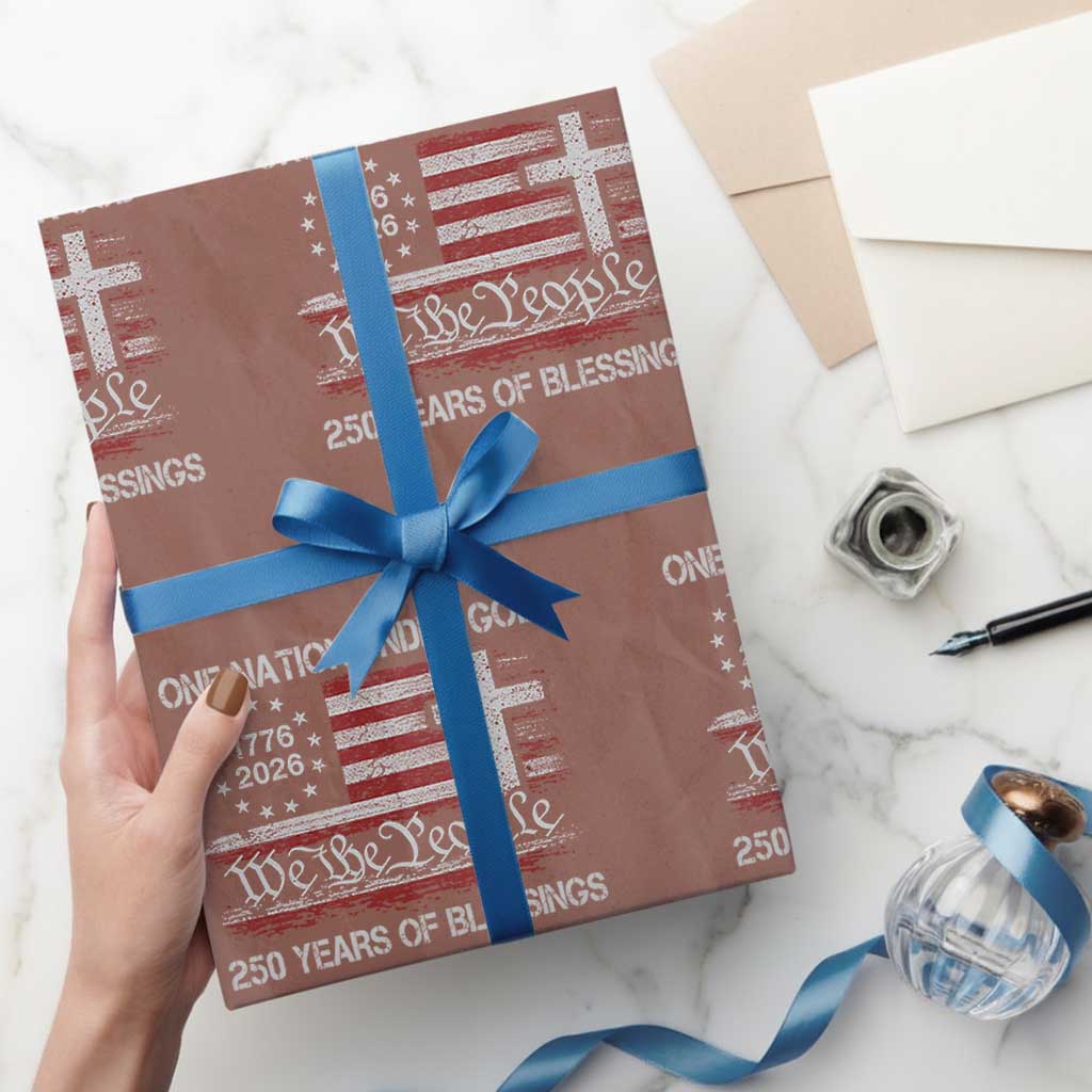One Nation Under God 250 Years Of Blessing Wrapping Paper Roll 250th Faith Anniversary USA TS11 Mocha Print Your Wear