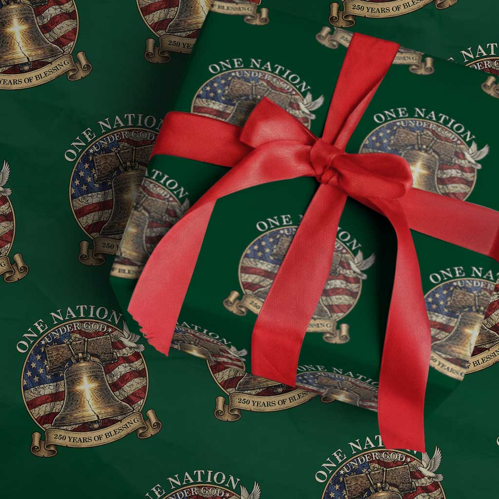 One Nation Under God 250 Years Of Blessing Wrapping Paper Roll Christian Cross Bald Eagle 4th of July TS14 Green Print Your Wear