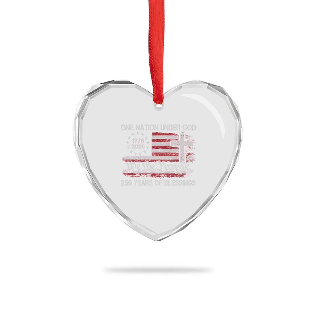 One Nation Under God 250 Years Of Blessing Heart Crystal Glass Ornament 250th Faith Anniversary USA TS11 Print Your Wear