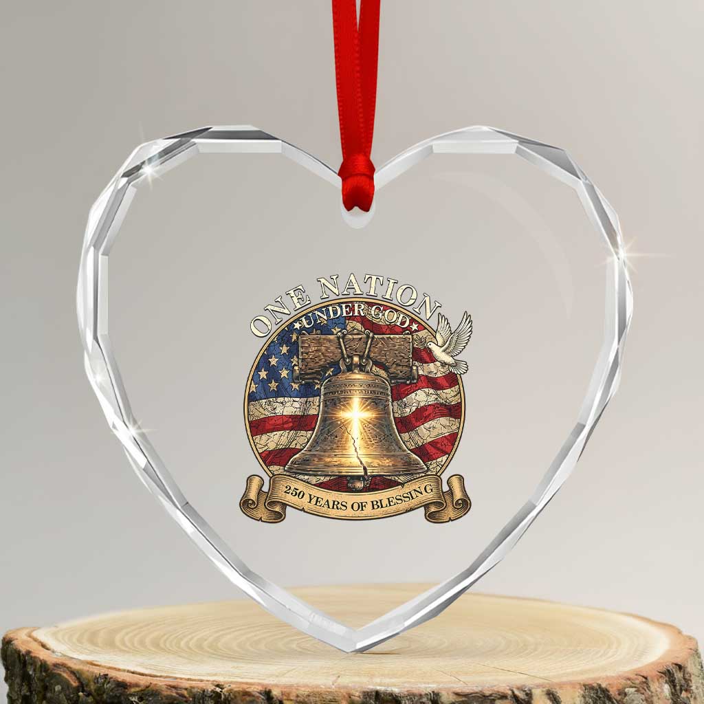 One Nation Under God 250 Years Of Blessing Heart Crystal Glass Ornament Christian Cross Bald Eagle 4th of July TS14 Transparent Glass 3'' Heart Print Your Wear