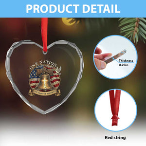 One Nation Under God 250 Years Of Blessing Heart Crystal Glass Ornament Christian Cross Bald Eagle 4th of July TS14 Print Your Wear