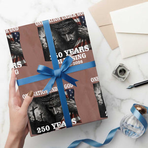 One Nation Under God 250th Anniversary Wrapping Paper Roll American Patriotic Faith TS12 Mocha Print Your Wear