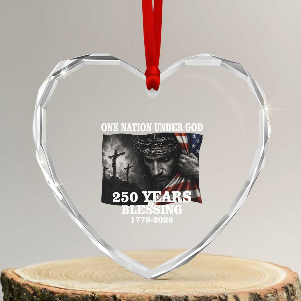One Nation Under God 250th Anniversary Heart Crystal Glass Ornament American Patriotic Faith TS12 Transparent Glass 3'' Heart Print Your Wear