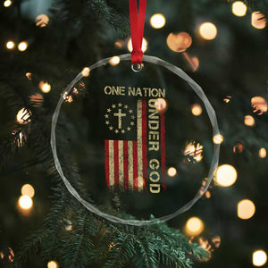 One Nation Under God Crystal Glass Ornament American Flag 4th Of July Patriotic Christian TS10 Print Your Wear