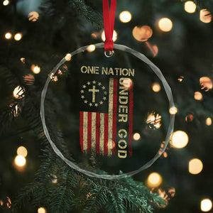 One Nation Under God Crystal Glass Ornament American Flag 4th Of July Patriotic Christian TS10 Print Your Wear