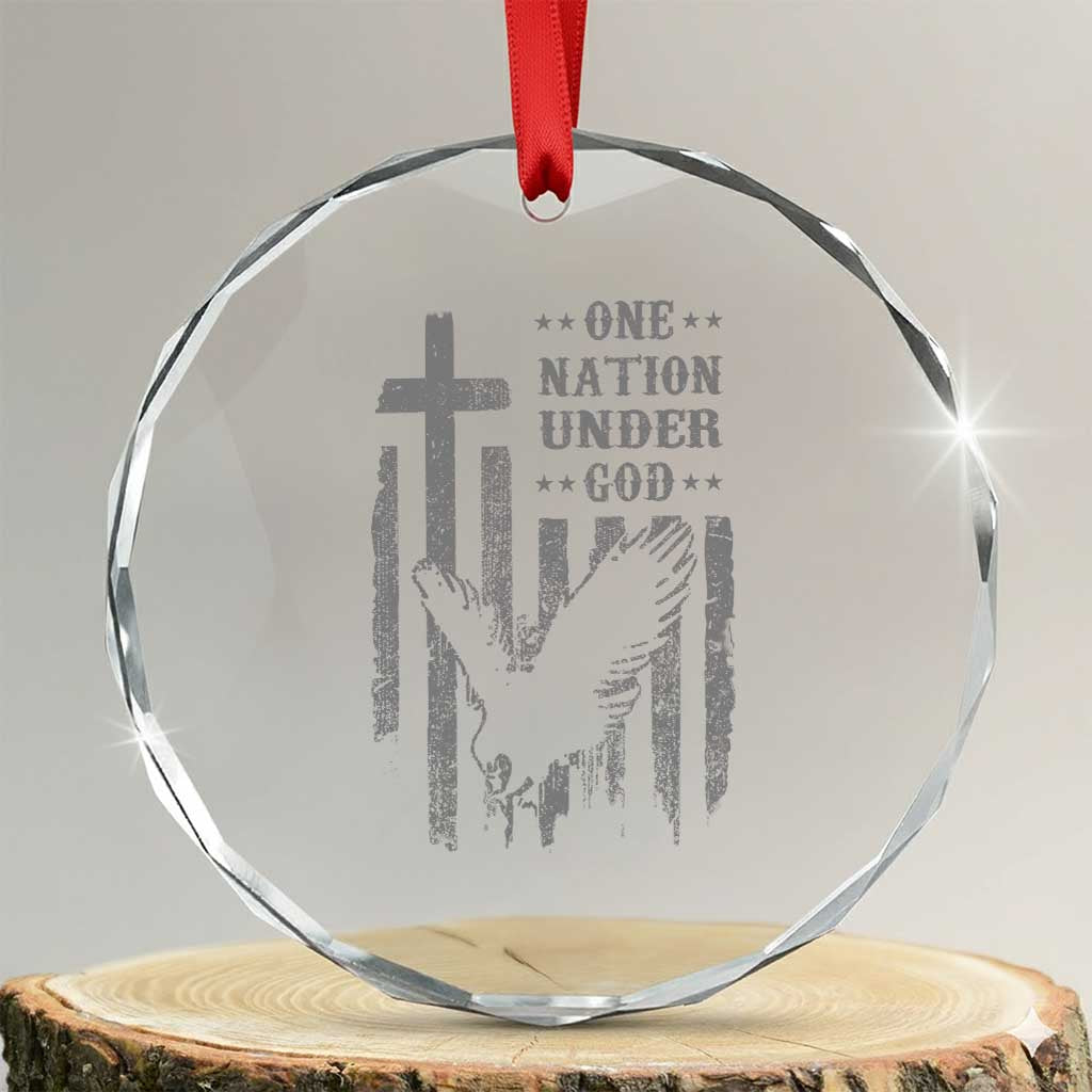 One Nation Under God Crystal Glass Ornament American Flag Bald Eagle 4th Of July Patriotic Christian TS10 Transparent Glass 3'' Circle Print Your Wear