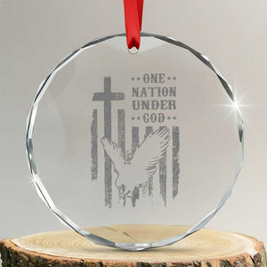 One Nation Under God Crystal Glass Ornament American Flag Bald Eagle 4th Of July Patriotic Christian TS10 Transparent Glass 3'' Circle Print Your Wear