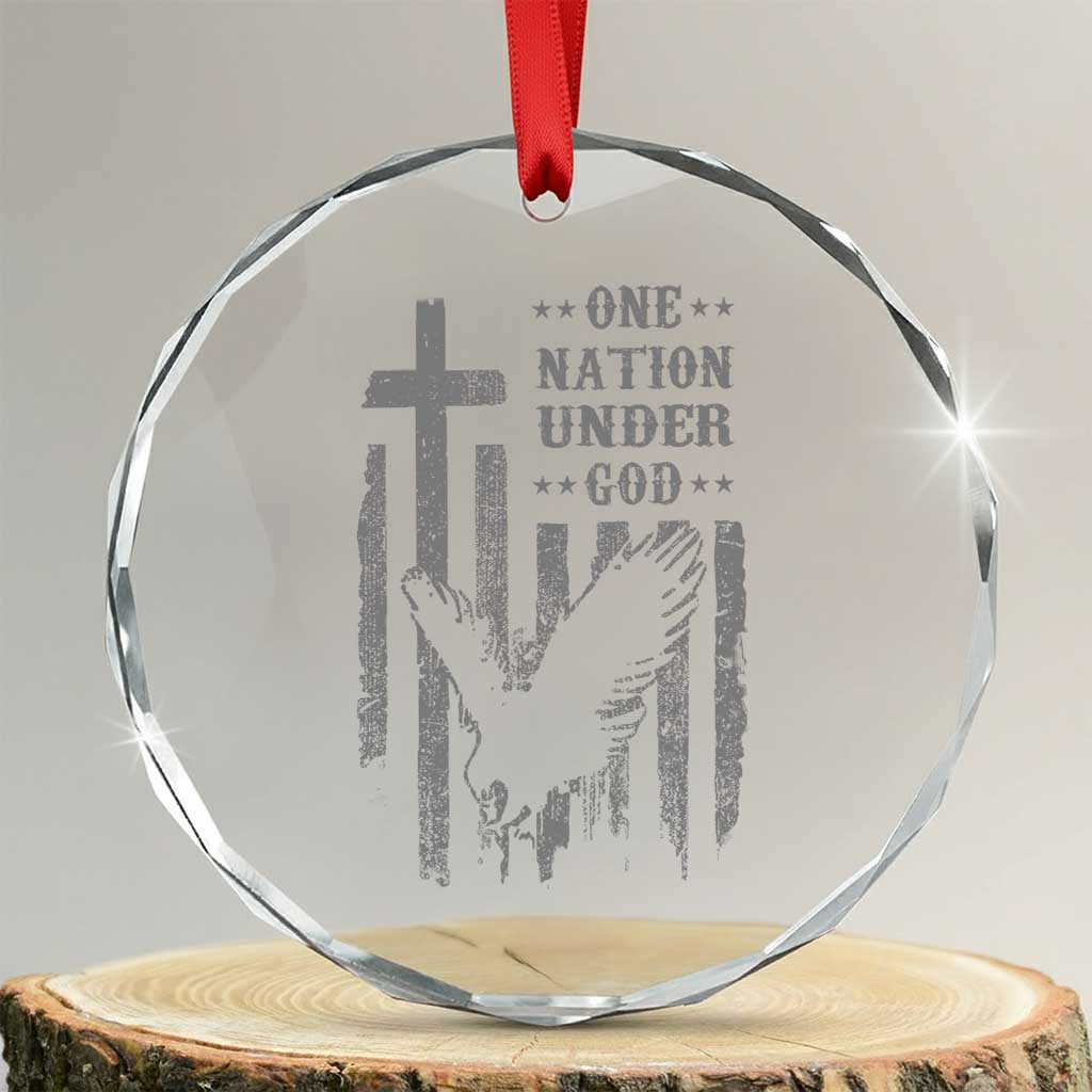 One Nation Under God Crystal Glass Ornament American Flag Bald Eagle 4th Of July Patriotic Christian TS10 Transparent Glass 3'' Circle Print Your Wear